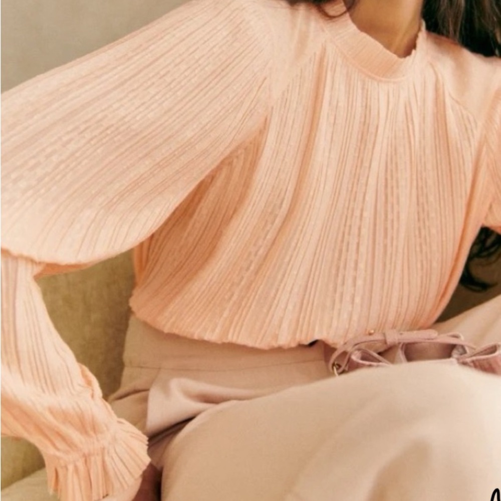 Sezane Sibie Blouse Size 4 rosy beige